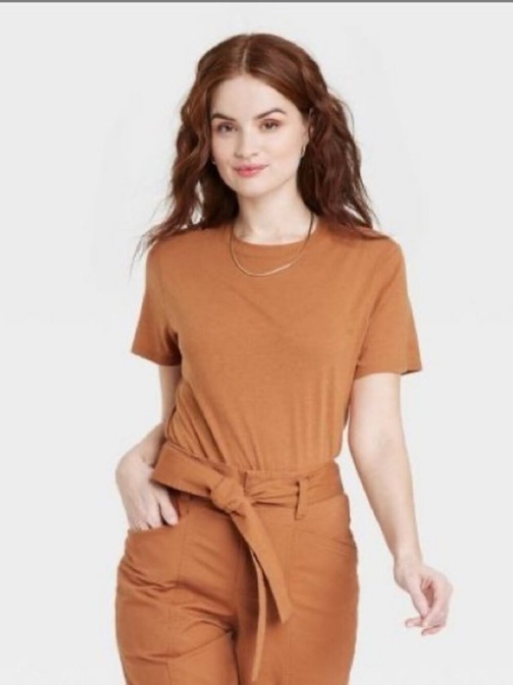 A New Day Women's Short Sleeve Casual Crewneck T-Shirt Light Brown Copper M. NWT